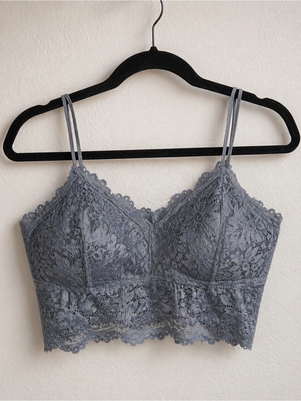 Grey Lace Bralette with Double Straps